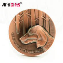 Die Casting Copper French Funny Lembrança 3D Dog Medal Coin